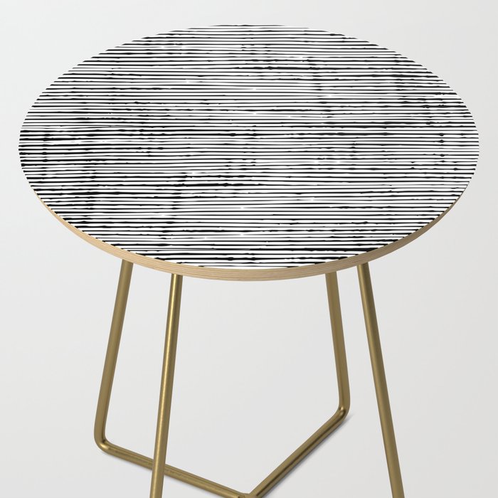 Rustic, Abstract Stripes Pattern, Black and White Side Table Gallery Image 2