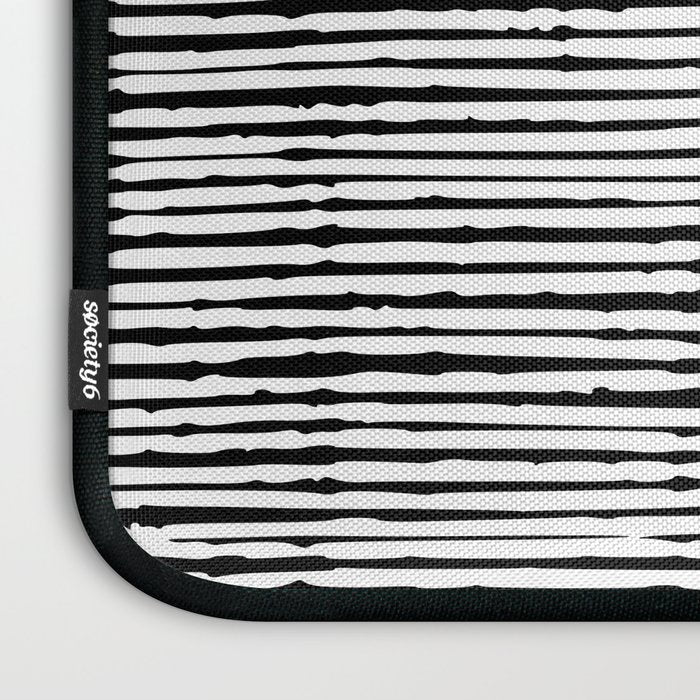Rustic, Abstract Stripes Pattern, Black and White Laptop Sleeve Gallery Image 3