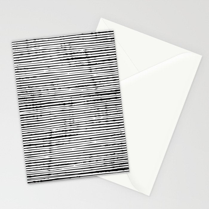 Rustic, Abstract Stripes Pattern, Black and White Stationery Card Gallery Image 2