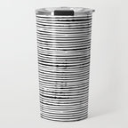 Rustic, Abstract Stripes Pattern, Black and White Travel Mug Gallery Image 1