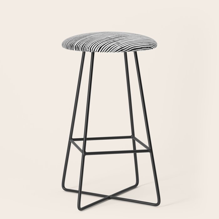 Rustic, Abstract Stripes Pattern, Black and White Stool Gallery Image 1