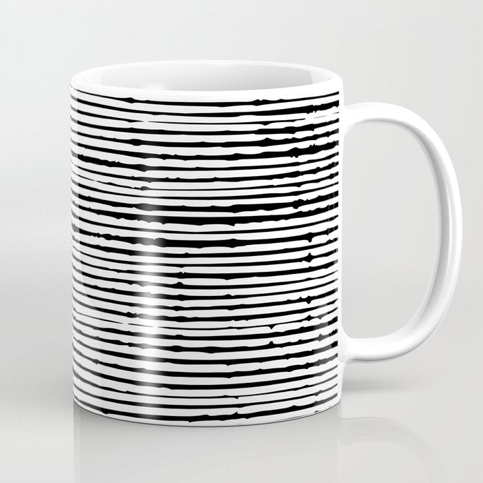Rustic, Abstract Stripes Pattern, Black and White Coffee Mug Gallery Image 1