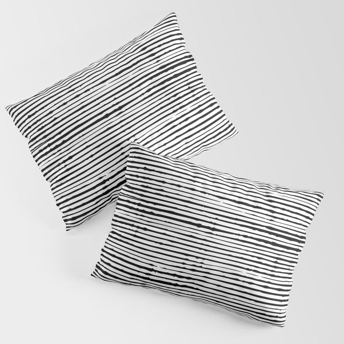 Rustic, Abstract Stripes Pattern, Black and White Pillow Sham Gallery Image 3