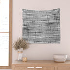 Rustic, Abstract Stripes Pattern, Black and White Wall Tapestry Gallery Image 2