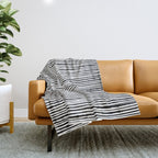 Rustic, Abstract Stripes Pattern, Black and White Throw Blanket Gallery Image 1