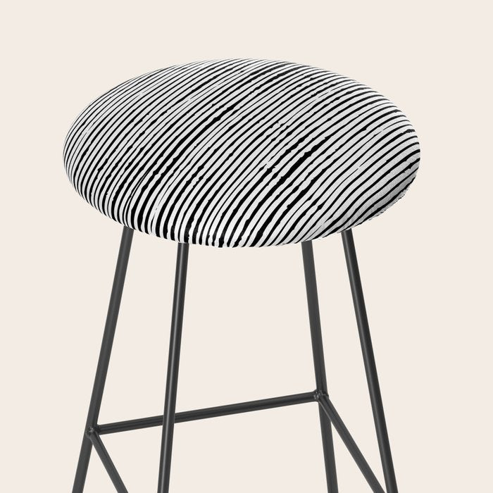 Rustic, Abstract Stripes Pattern, Black and White Stool Gallery Image 2