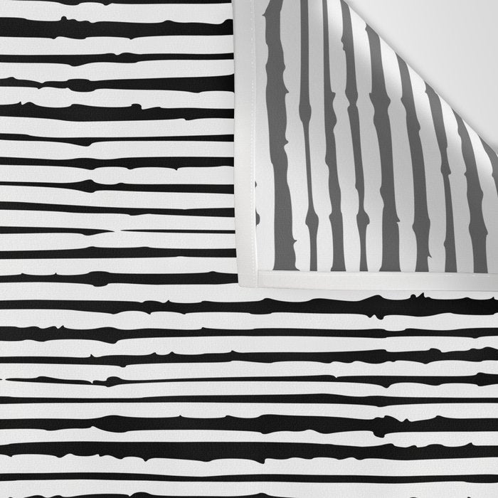 Rustic, Abstract Stripes Pattern, Black and White Wall Tapestry Gallery Image 3