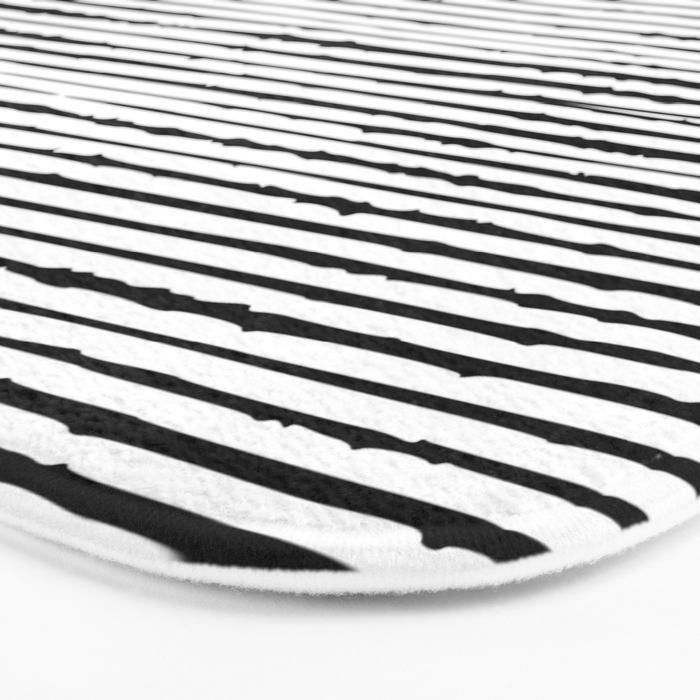 Rustic, Abstract Stripes Pattern, Black and White Bath Mat Gallery Image 3