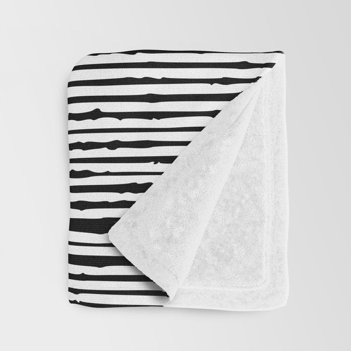 Rustic, Abstract Stripes Pattern, Black and White Throw Blanket Gallery Image 3