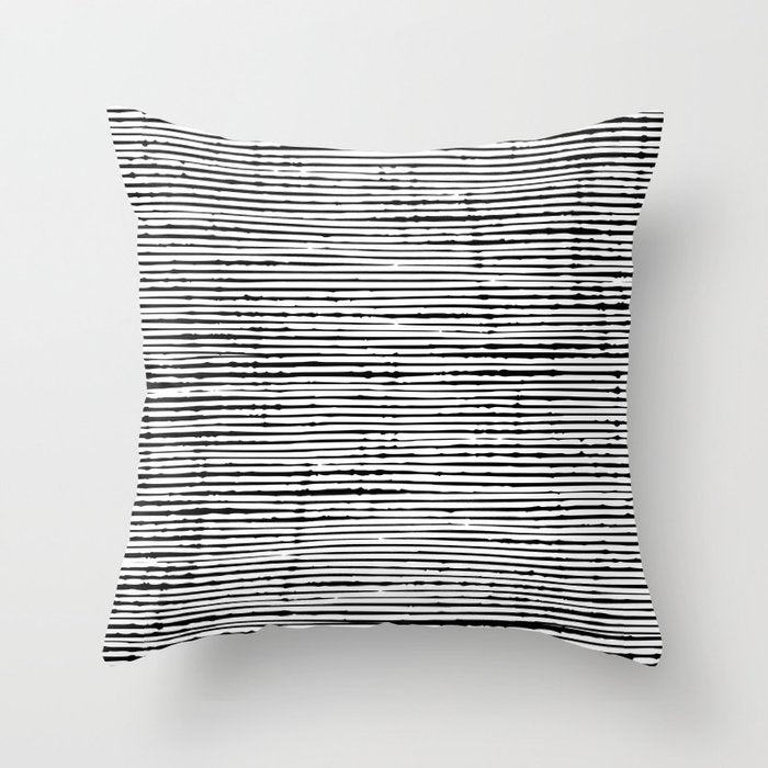 Rustic, Abstract Stripes Pattern, Black and White Throw Pillow Gallery Image 6