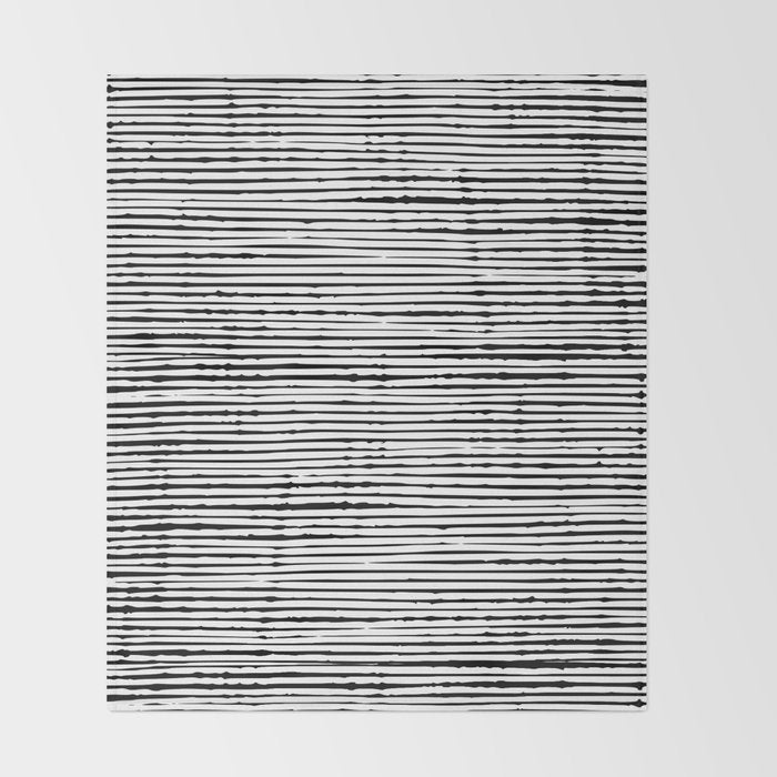 Rustic, Abstract Stripes Pattern, Black and White Throw Blanket Gallery Image 2
