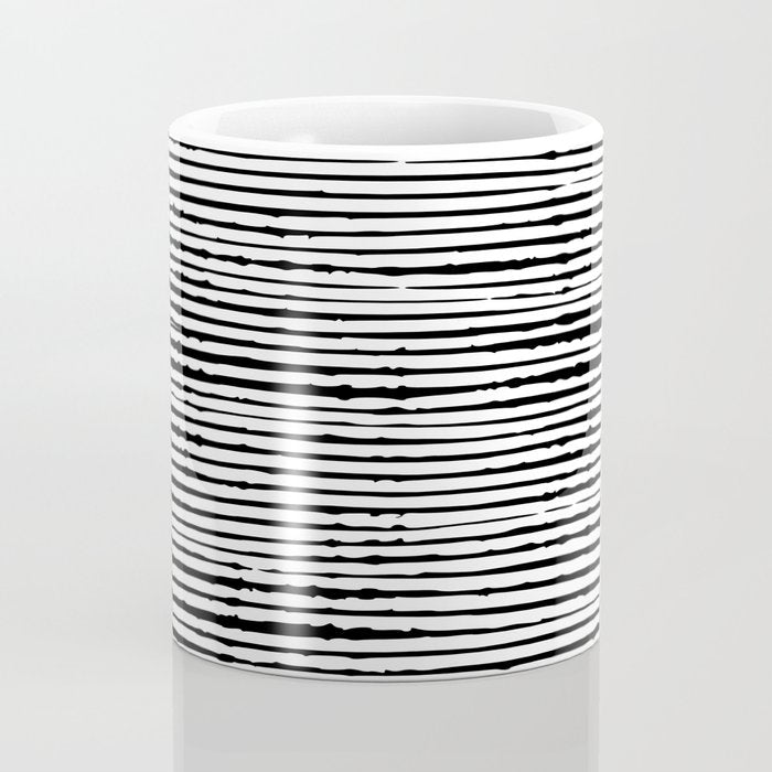 Rustic, Abstract Stripes Pattern, Black and White Coffee Mug Gallery Image 4