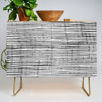 Rustic, Abstract Stripes Pattern, Black and White Credenza Gallery Image 1