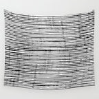Rustic, Abstract Stripes Pattern, Black and White Wall Tapestry Gallery Image 4