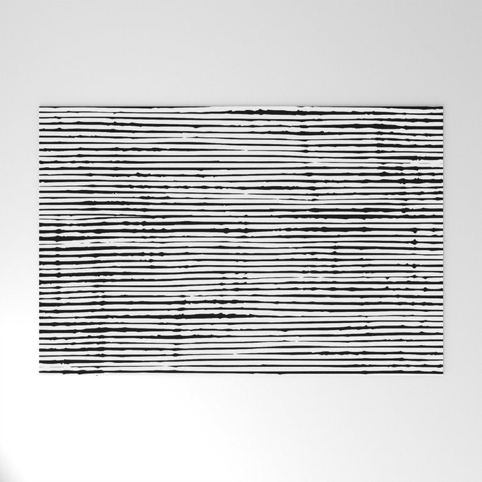 Rustic, Abstract Stripes Pattern, Black and White Welcome Mat Gallery Image 1