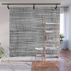 Rustic, Abstract Stripes Pattern, Black and White Wall Mural Gallery Image 1