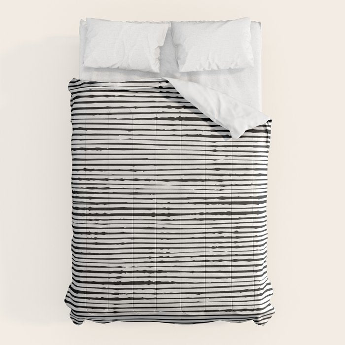 Rustic, Abstract Stripes Pattern, Black and White Comforter Gallery Image 1