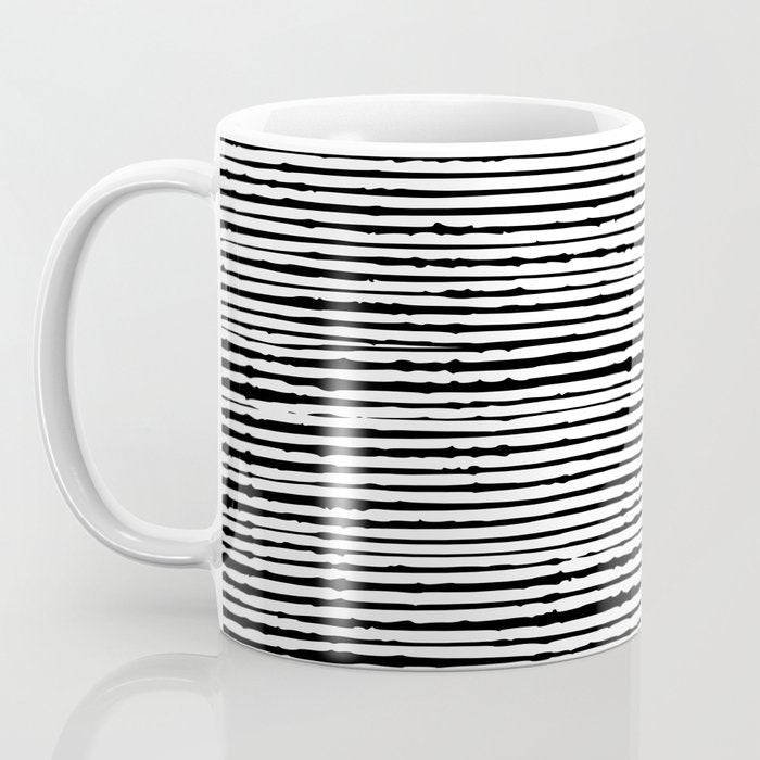 Rustic, Abstract Stripes Pattern, Black and White Coffee Mug Gallery Image 3