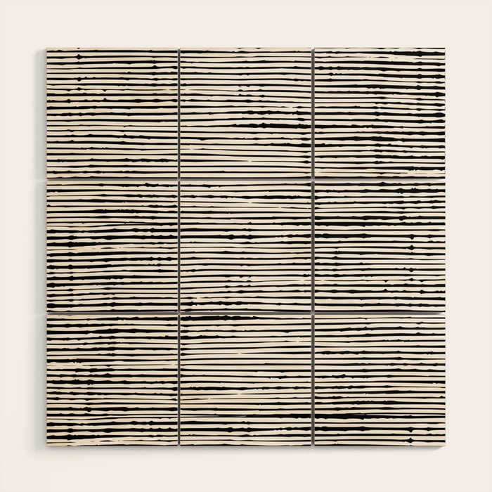 Rustic, Abstract Stripes Pattern, Black and White Wood Wall Art Gallery Image 1