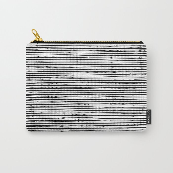 Rustic, Abstract Stripes Pattern, Black and White Carry All Pouch Gallery Image 1