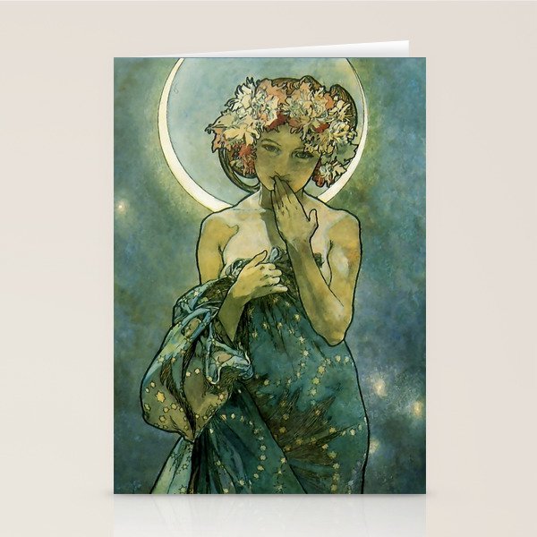 Alphonse Mucha "The Moon and the Stars Series: The Moon" Stationery Card Gallery Image 2