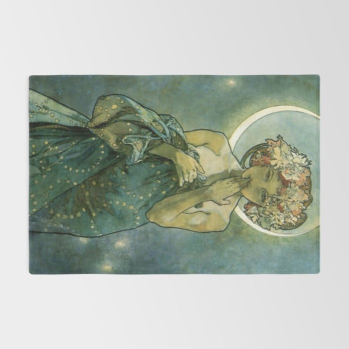 Alphonse Mucha "The Moon and the Stars Series: The Moon" Rug Gallery Image 2