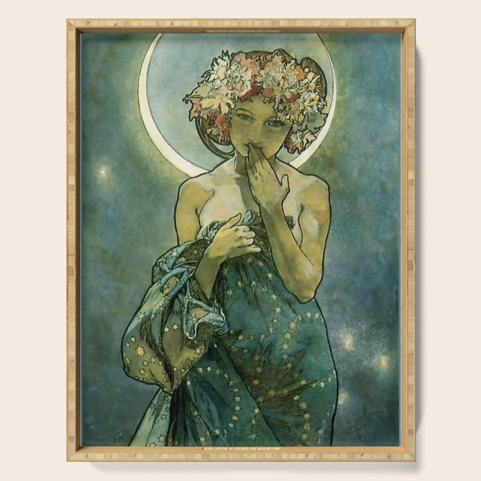 Alphonse Mucha "The Moon and the Stars Series: The Moon" Serving Tray Gallery Image 1