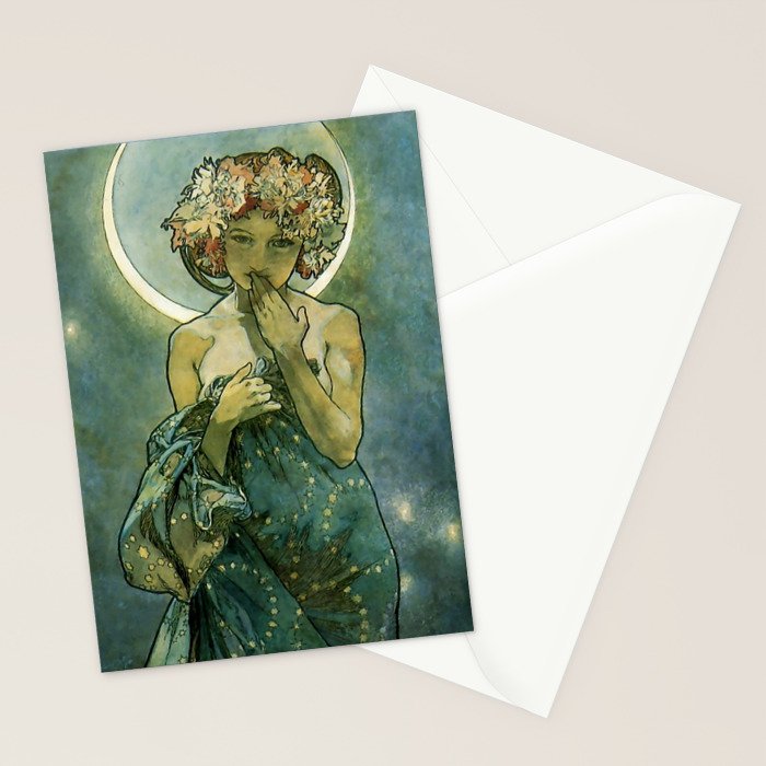 Alphonse Mucha "The Moon and the Stars Series: The Moon" Stationery Card Gallery Image 2