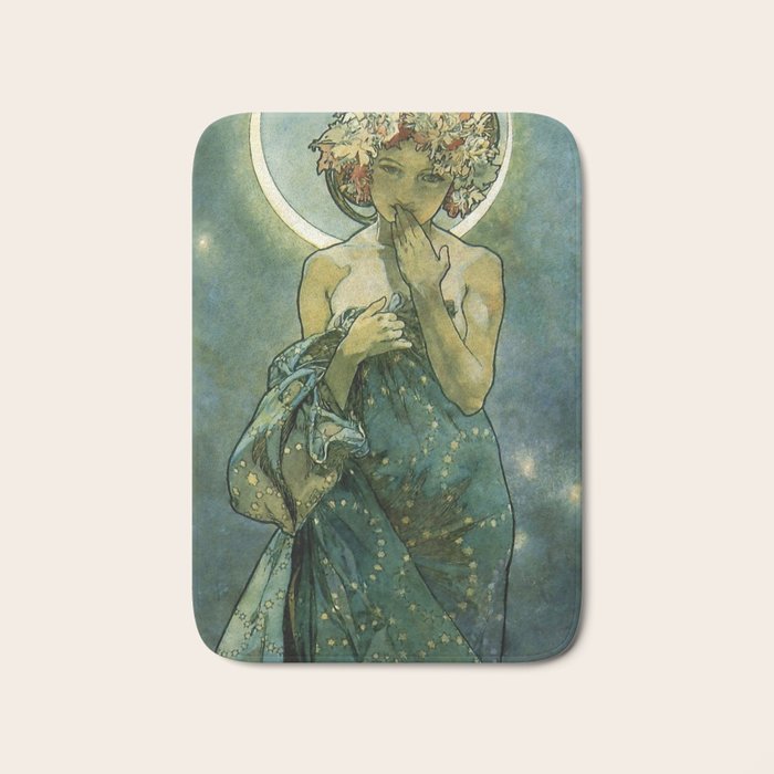 Alphonse Mucha "The Moon and the Stars Series: The Moon" Bath Mat Gallery Image 1