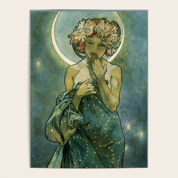 Alphonse Mucha "The Moon and the Stars Series: The Moon" Poster Gallery Image 4
