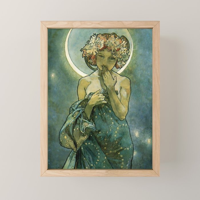 Alphonse Mucha "The Moon and the Stars Series: The Moon" Mini Art Print Gallery Image 1