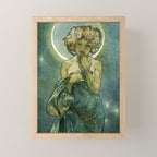 Alphonse Mucha "The Moon and the Stars Series: The Moon" Mini Art Print Gallery Image 1