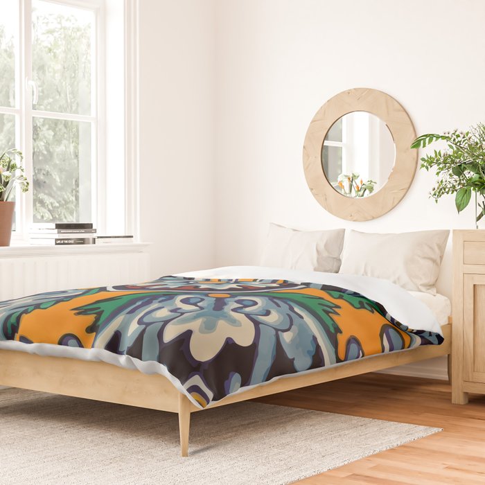Mandala mexican talavera tile ceramic mosaic Duvet Cover Gallery Image 2