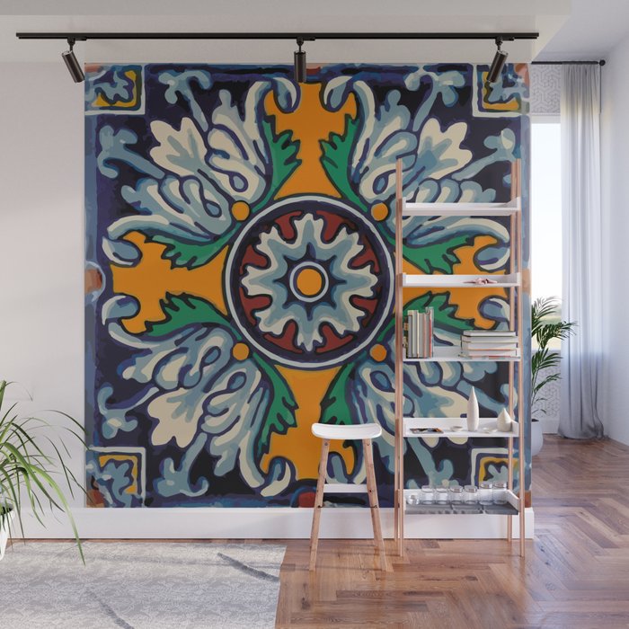 Mandala mexican talavera tile ceramic mosaic Wall Mural Gallery Image 1