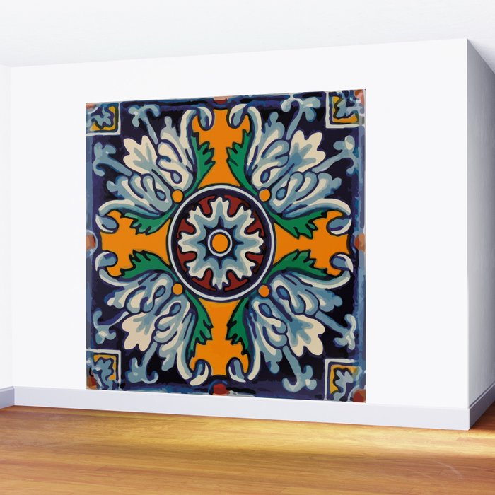 Mandala mexican talavera tile ceramic mosaic Wall Mural Gallery Image 2