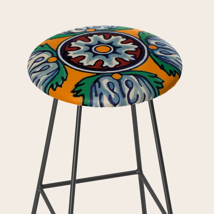 Mandala mexican talavera tile ceramic mosaic Stool Gallery Image 2