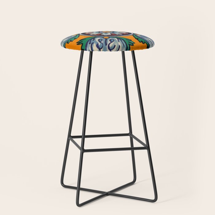 Mandala mexican talavera tile ceramic mosaic Stool Gallery Image 1