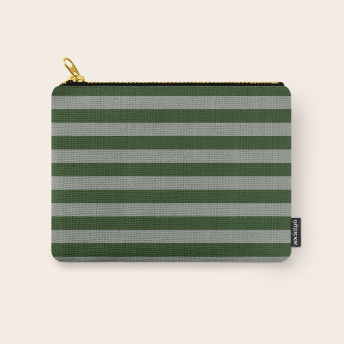 Dark Forest Green Summer Cabana Beach Picnic Stripes Carry All Pouch Gallery Image 1