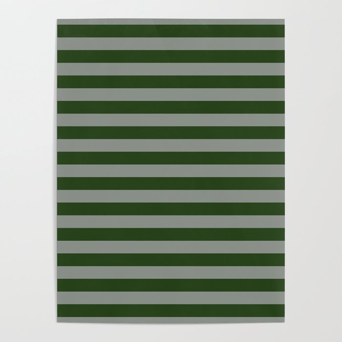 Dark Forest Green Summer Cabana Beach Picnic Stripes Poster Gallery Image 4