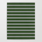 Dark Forest Green Summer Cabana Beach Picnic Stripes Poster Gallery Image 4