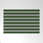 Dark Forest Green Summer Cabana Beach Picnic Stripes Welcome Mat Gallery Image 1