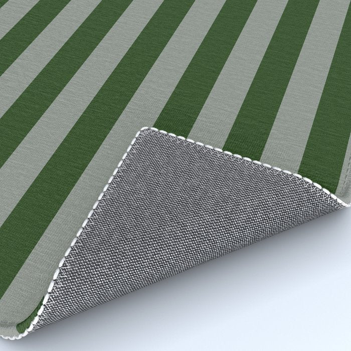 Dark Forest Green Summer Cabana Beach Picnic Stripes Rug Gallery Image 4