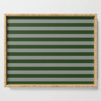 Dark Forest Green Summer Cabana Beach Picnic Stripes Serving Tray Gallery Image 1