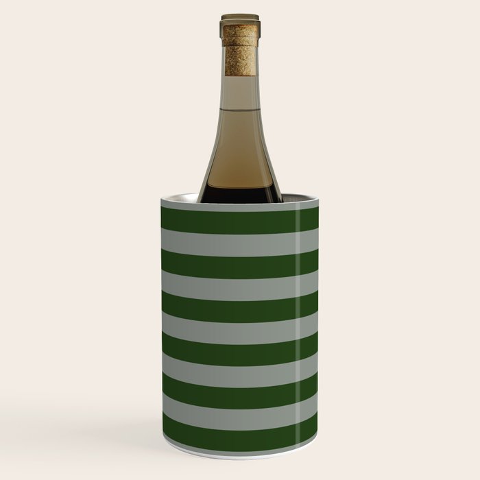 Dark Forest Green Summer Cabana Beach Picnic Stripes Wine Chiller Gallery Image 1