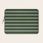 Dark Forest Green Summer Cabana Beach Picnic Stripes Laptop Sleeve Gallery Image 1