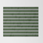 Dark Forest Green Summer Cabana Beach Picnic Stripes Throw Blanket Gallery Image 2