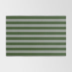 Dark Forest Green Summer Cabana Beach Picnic Stripes Rug Gallery Image 2