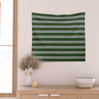 Dark Forest Green Summer Cabana Beach Picnic Stripes Wall Tapestry Gallery Image 2