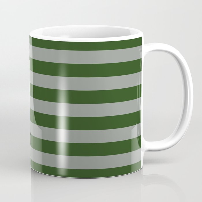 Dark Forest Green Summer Cabana Beach Picnic Stripes Coffee Mug Gallery Image 1