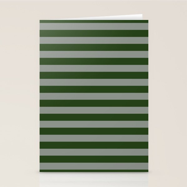 Dark Forest Green Summer Cabana Beach Picnic Stripes Stationery Card Gallery Image 2